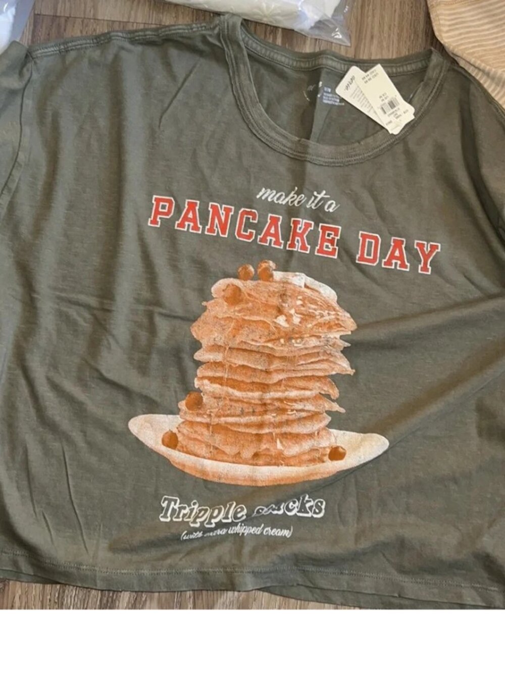 Aerie Long Sleeve Crop T shirt Pancake Day Darling! - Picture 3 of 4